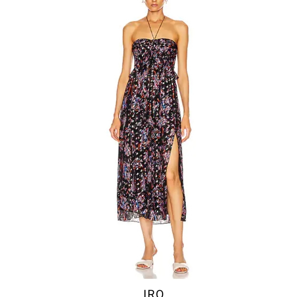 ￼ IRO Womens Halter Metallic Midi Dress